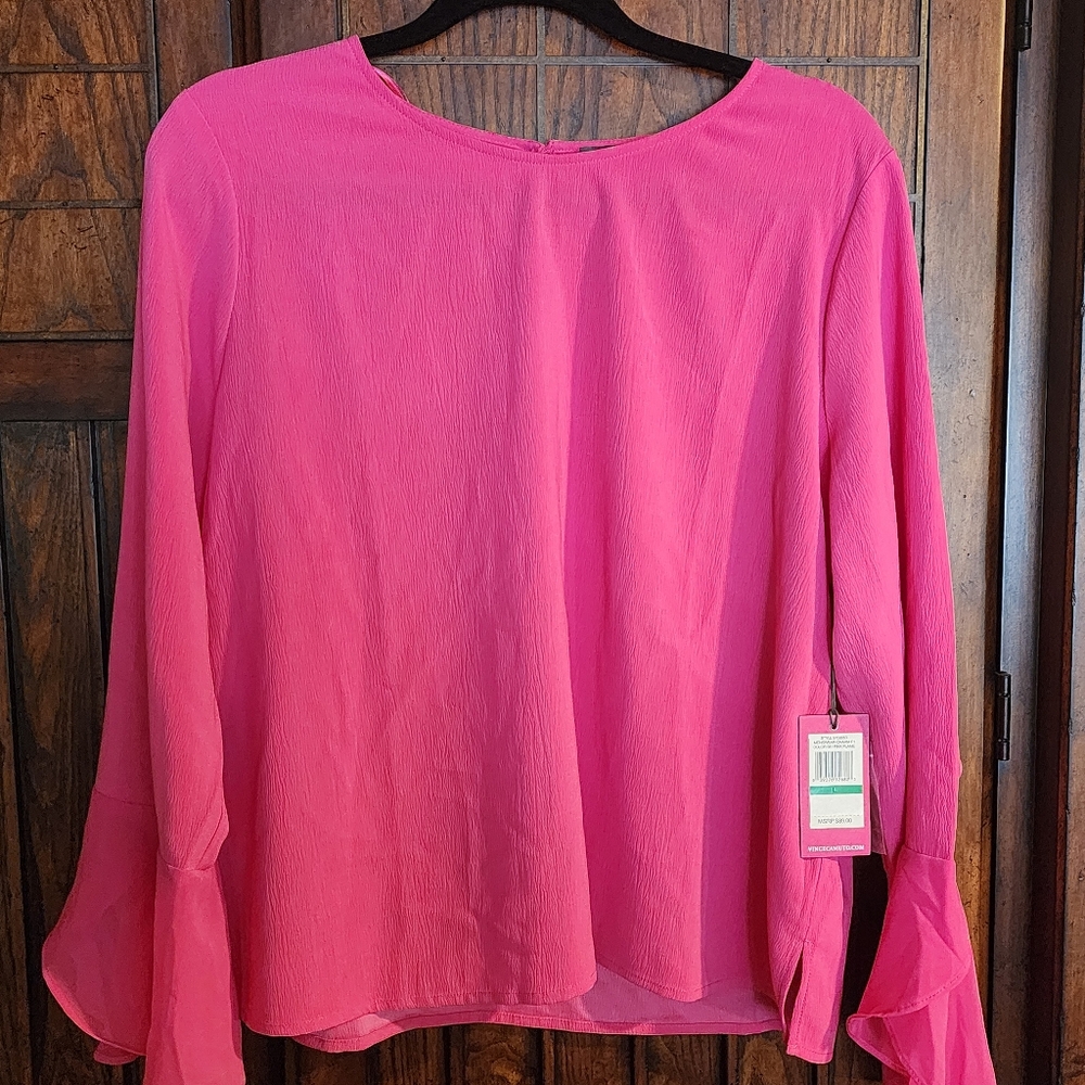 Vince Camuto Womens Pink Bell Sleeve Blouse Size Large